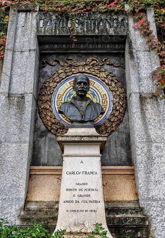 Marco Historico Carlos Franka, bust on the N249 in Sintra, Lisbon, Portugal