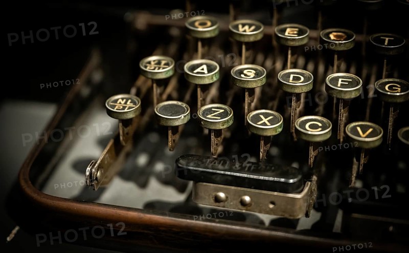 Keyboard of an old typewriter, Tändsticksmuseet match museum or match museum, Jönköping, Jönköpings län, Sweden