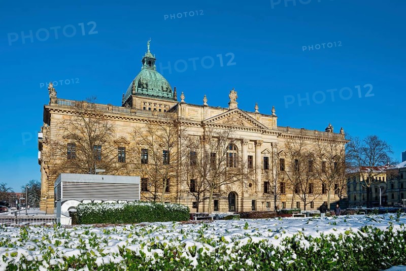 Federal Administrative Court, former imperial court in winter with snow, Leipzig, Saxony, Germany