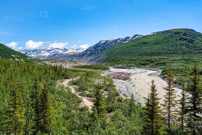 Miller Creek River at Castner Glacier, Delta Range, Alaska Range, Richardson Highway, Alaska, USA