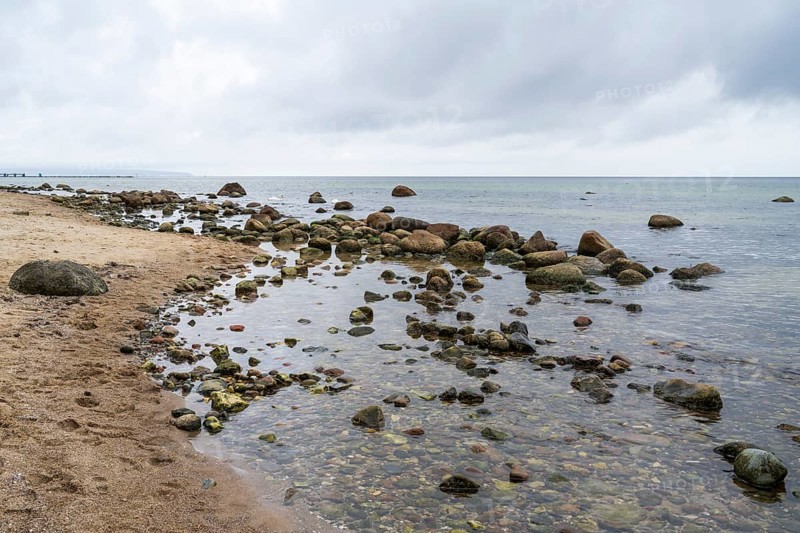 Boulders on the Baltic Sea Beach, Baltic resort Göhren, Rügen Island, Mecklenburg-Western Pomerania, Germany