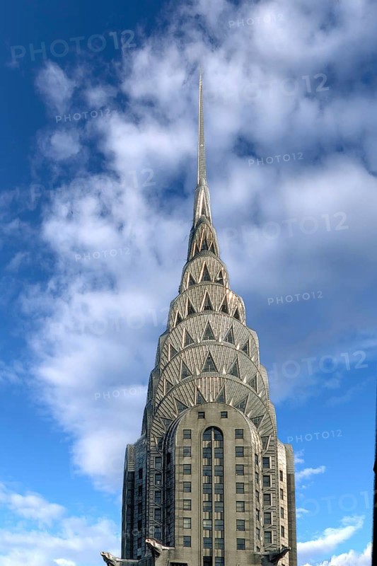 Chrysler Building, built in 1930 in Art Deco style, Cloudy Sky, New York City, USA
