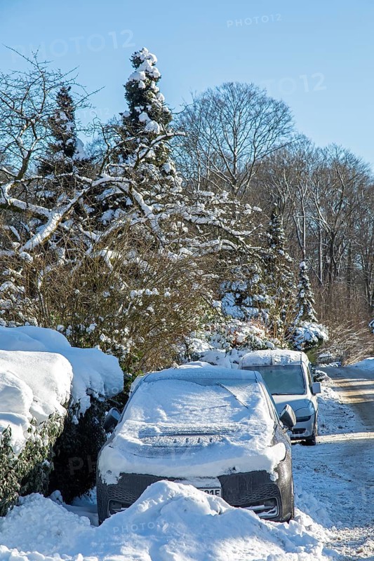 Snowy cars, winter, snow, Sieversen, Samtgemeinde Rosengarten, Lower Saxony, Germany