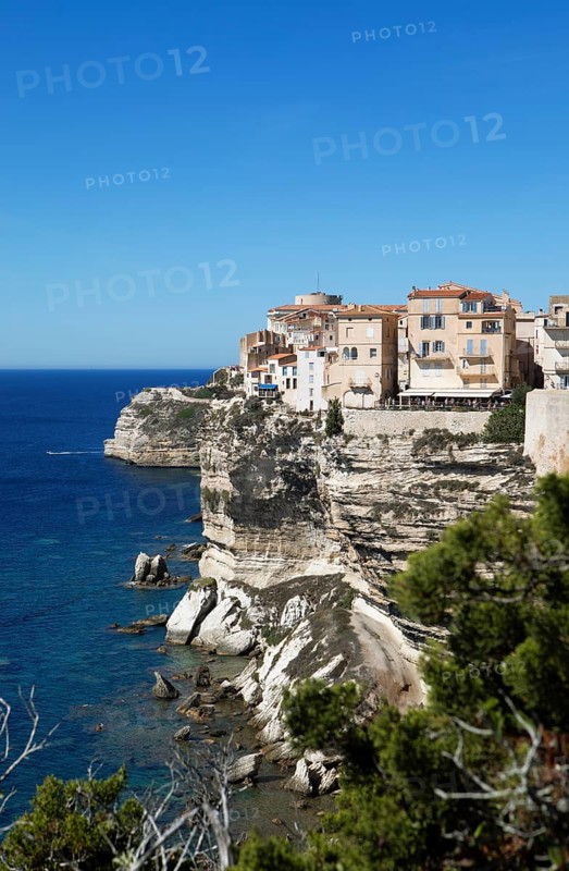 Ville haute or upper town on the Île de Fazio headland, medieval old town, Bonifacio, Corse-du-Sud department, Corsica, France