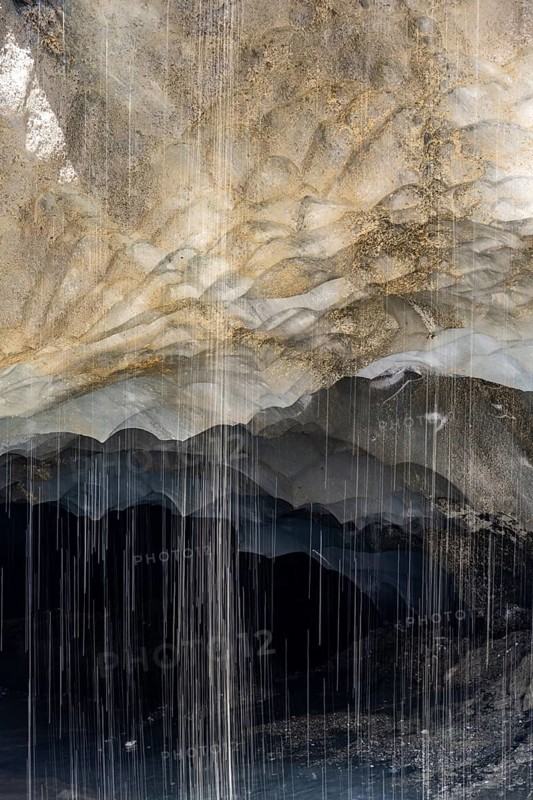 Meltwater at a glacier cave, underground glacier stream, Castner Glacier, Delta Range, Alaska Range, Richardson Highway, Alaska, USA