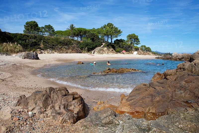 Bay on sandy beach, Solenzara on the Mediterranean Sea, Corse-du-Sud Department, Sartène Arrondissement, Bavella Canton, Alta Rocca Municipal Association, Corsica, France