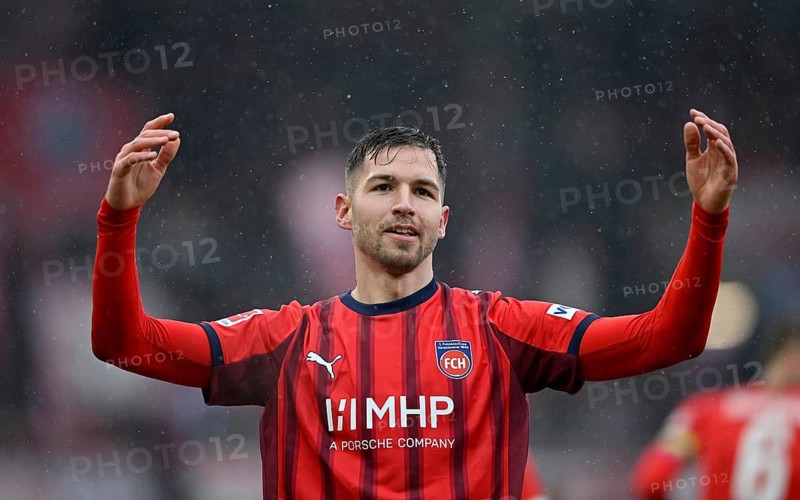 Goal celebration Marvin Pieringer 1. FC Heidenheim 1846 FCH (18) Voith-Arena, Heidenheim, Baden-Württemberg, Germany
