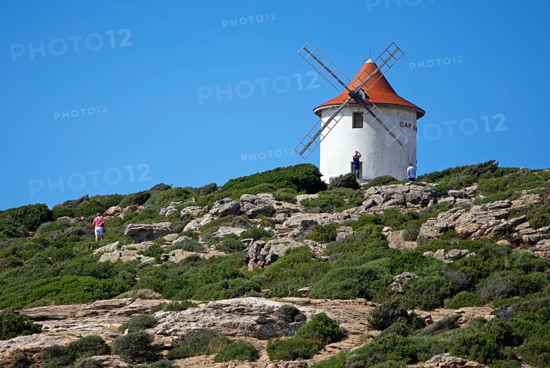 Moulin de Mattei windmill, Cap Corse, Haute-Corse Department, Corsica, Mediterranean Sea, France