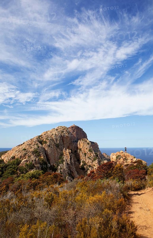 Bizarre rock formations on Capo Rosso, Piana, Corse-du-Sud department, west coast, Corsica, Mediterranean, France