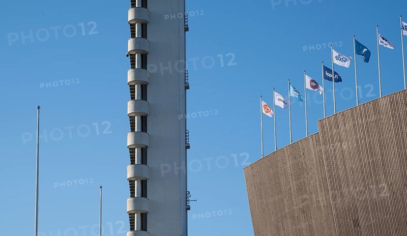 Tower with external staircase, Olympic Stadium, architects Yrjö Lindegren and Toivo Jäntti, Helsinki, Finland