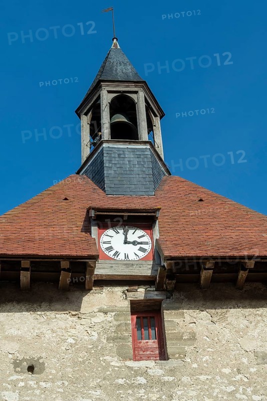 Charroux labelled The Most Beautiful Villages of France, Belfry and the door of the clock, Allier department, Auvergne-Rhone-Alpes, France