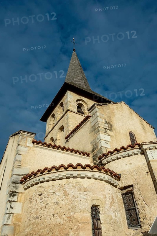 Mazerier village. Painted church St. Saturninus Church. Allier department, Auvergne Rhone Alpes, France