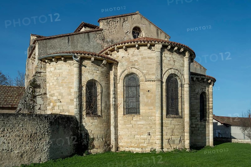 St Cyr and St Julitte's Church, roman church of Escurolles, Allier department, Auvergne Rhone Alpes, France