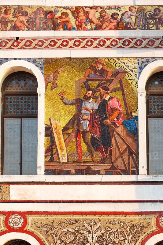 Mosaic painting at Palazzo Barbarigo on the Grand Canal, Venice, Veneto, Italy