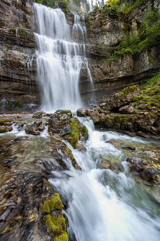 Cascata di Mezzo waterfall, long exposure, Vallesinella, Brenta, Trentino, Italy