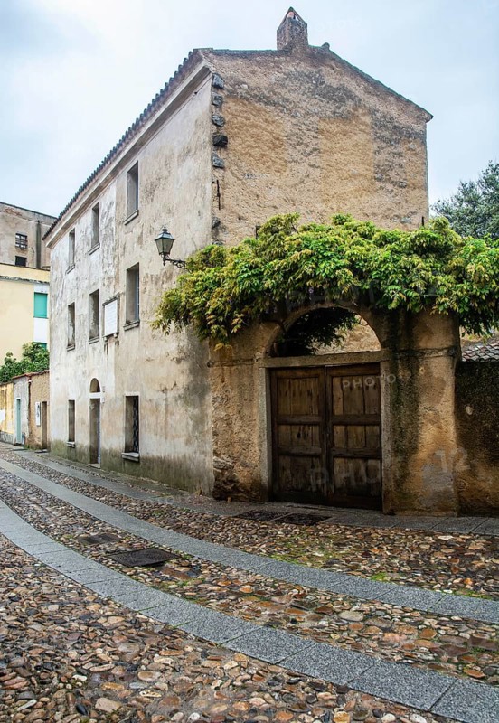 Grazia Deledda (1871-1936) was an Italian writer who received the Nobel Prize in Literature in 1926. Exterior on her home, now a museum in Nuoro, Sardinia, Italy