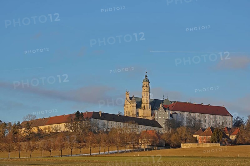 Benedictine monastery with late baroque monastery church, abbey, Neresheim, Härtsfeld, Swabian Jura, Baden-Württemberg, Germany