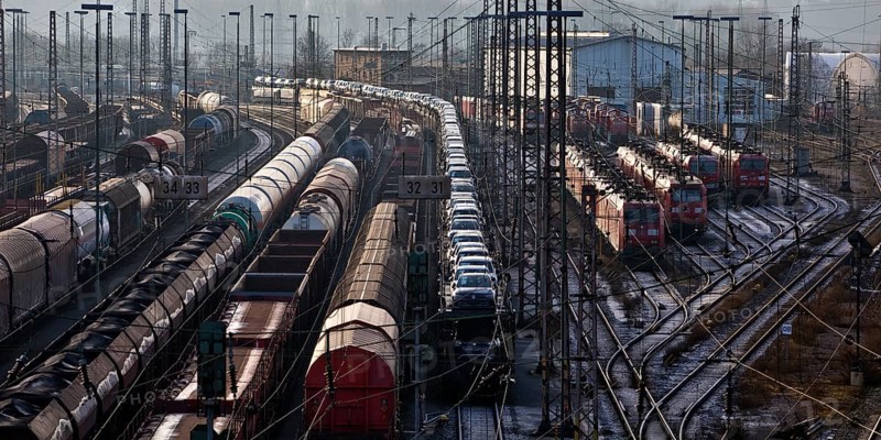 Train formation system with many rails in the Vorhalle district, marshalling yard, freight trains, infrastructure, Hagen, Ruhr area, North Rhine-Westphalia, Germany