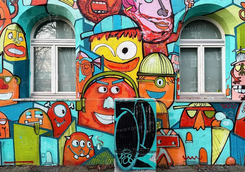 Kiefernstraße children's club, active branch of the Youth Welfare Office in the street art mile Kiefernstraße, Düsseldorf, North Rhine-Westphalia, Germany