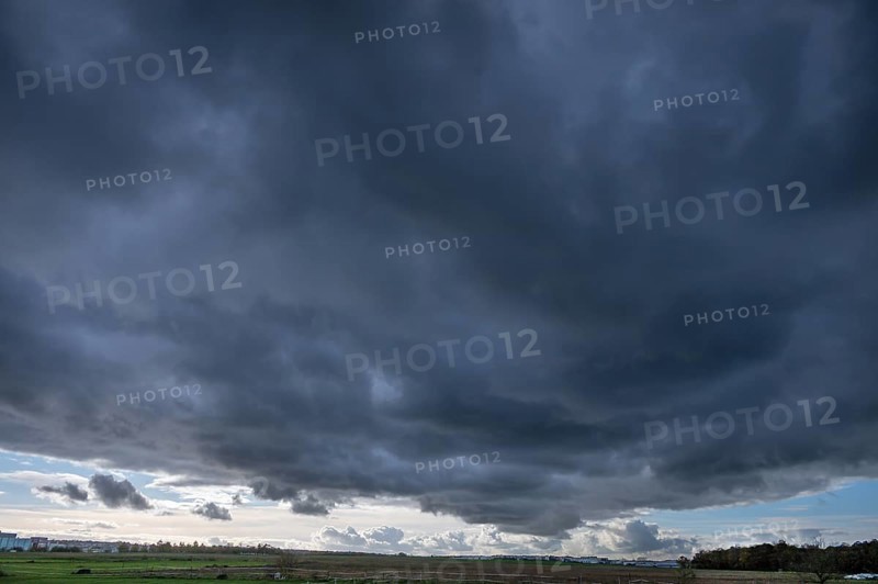 Rain clouds (Nimbostratus) over Eckental, Middle Franconia, Bavaria, Germany
