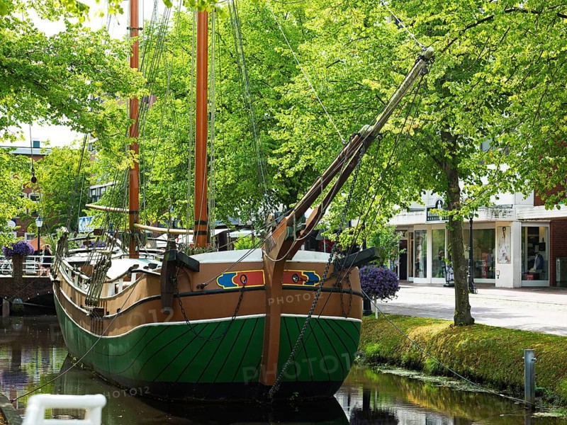 Kuff, flat-bottomed coastal cargo sailor, Margaretha von Papenburg, Main Canal, Papenburg, Emsland, Lower Saxony, Germany