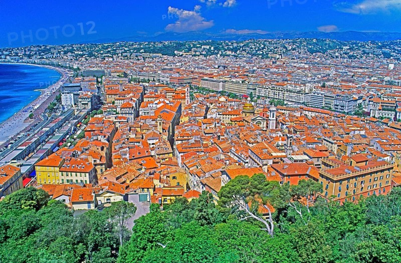 View of the rooftops of Nice, Côte d'Azur, Mediterranean, southern France, June 1999, vintage, retro, old, historic