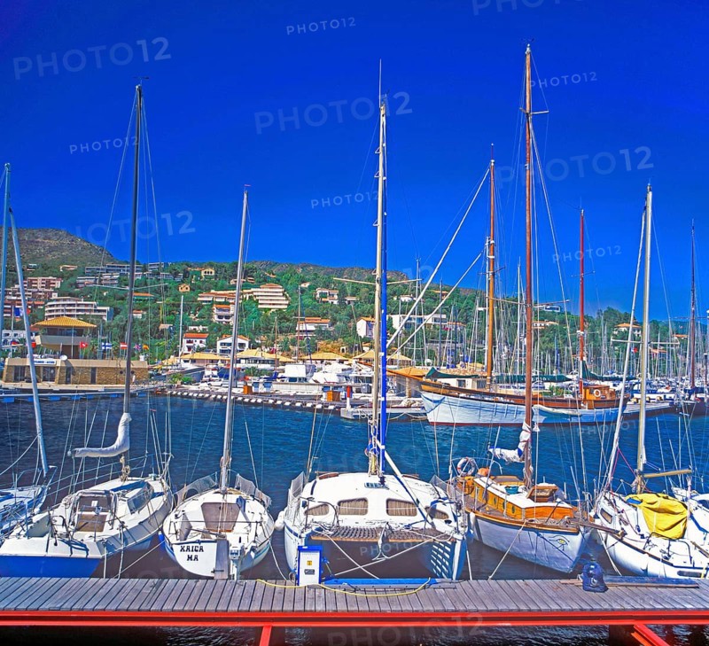 Sailboats, marina, Le Lavandou, Provence-Alpes-Côte d'Azur, Mediterranean, southern France, June 1999, vintage, retro, old, historic