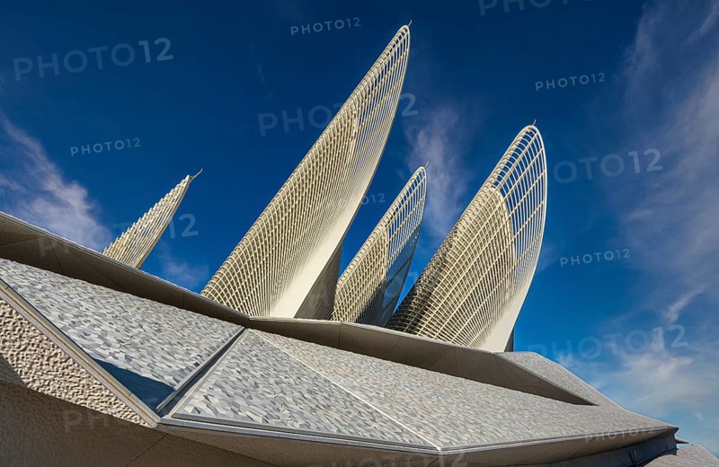 Zayed National Museum in Abu Dhabi, memorial to the late Zayed bin Sultan Al Nahyan, the museum is the heart of the cultural district on Saadiyat Island, Abu Dhabi, United Arab Emirates