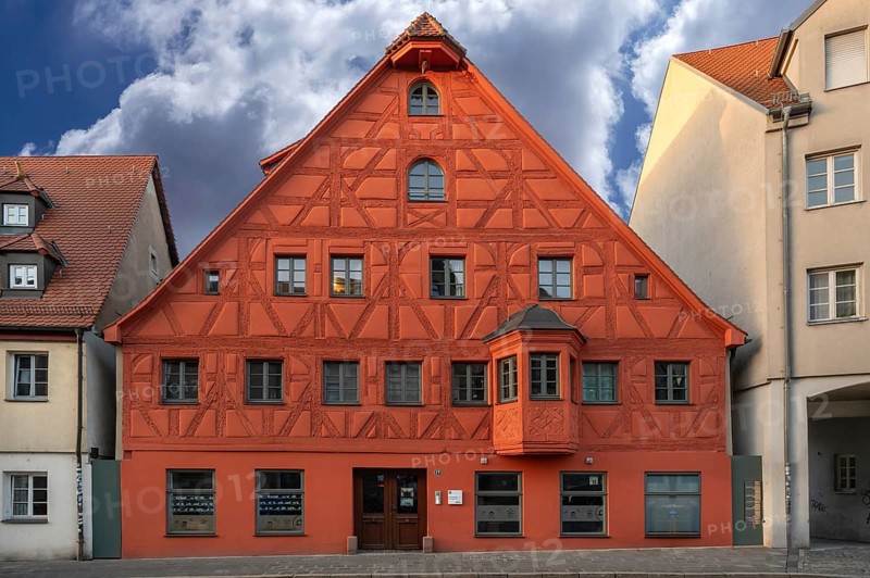 Restored historic half-timbered residential building, in the core 1680, Königstraße 17, Fürth, Middle Franconia, Bavaria, Germany