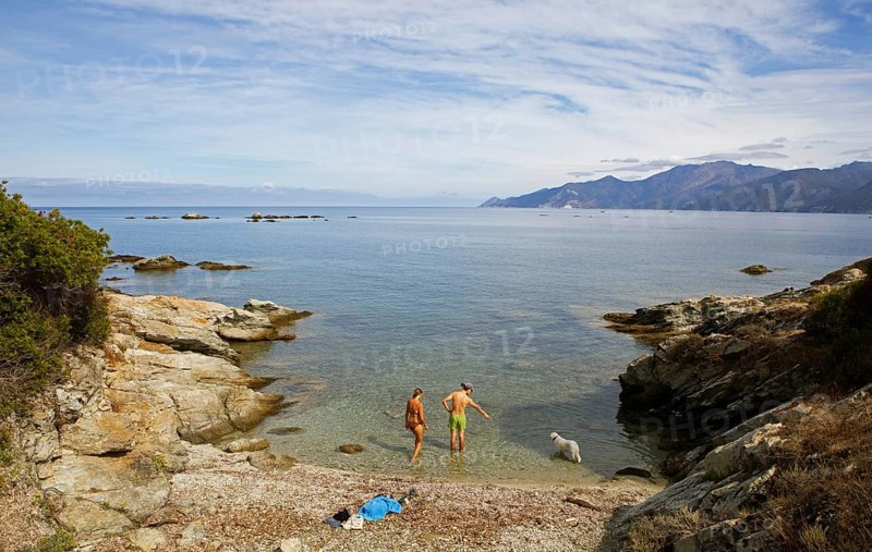 Desert des Agriates or Agriates desert on the Gulf of Saint-Florent in the Mediterranean, Haute-Corse, Corsica