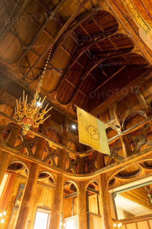 Interior of Lom Stave Church (Lom stavkyrkje), Lom, Norway