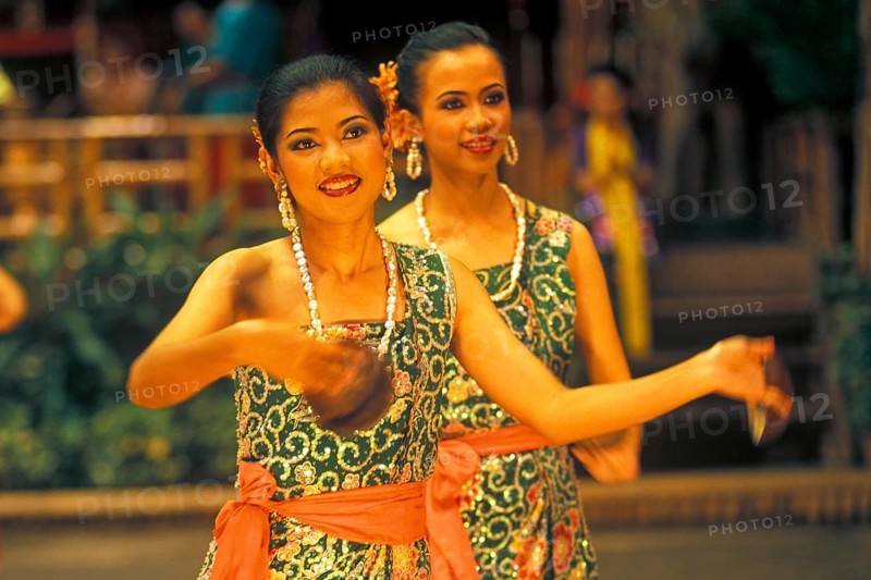 Performance of traditional dances in the Rose Garden near Bangkok, Thailand, December 2002, vintage, retro, old, historic