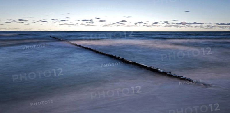 Grooves in the sea, panorama, long exposure, Zingst, Fischland-Darß-Zingst, Western Pomerania Lagoon Area National Park, Mecklenburg-Western Pomerania, Germany