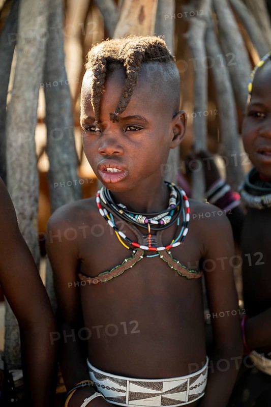 Portrait, Himba girl, traditional Himba village, Kaokoveld, Kunene, Namibia