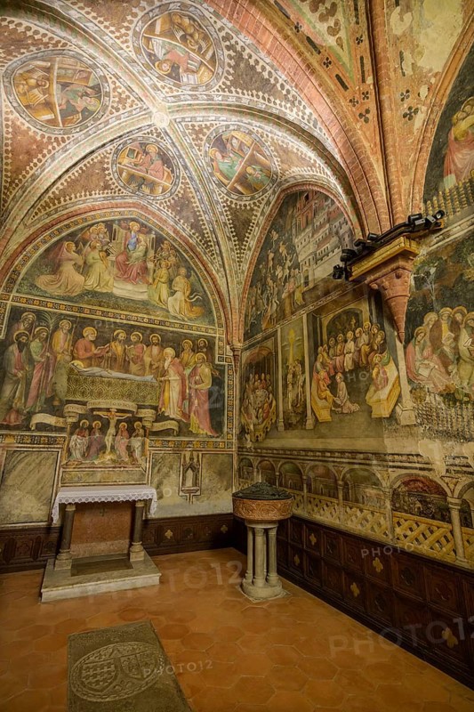 15th century frescoes in St. Catherine's Chapel, Collegiata di Santa Maria Assunta, Castell'Arquato, Province of Piacenza, Italy
