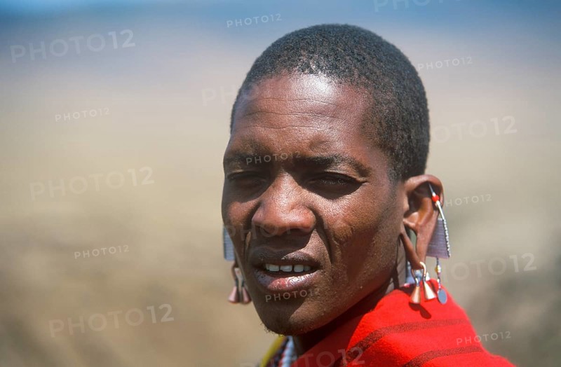 Portrait of a Maasai man, Ngorongoro Crater, Tanzania, Africa, June 2000, vintage, retro, old, historical