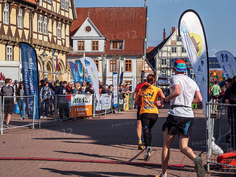 Running event 'Wasalauf', downtown Celle, along half-timbered houses, Celle, Germany
