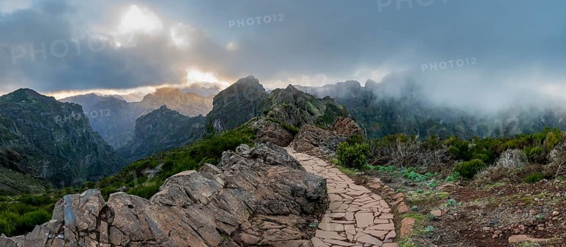 Sunset at Pico do Arieiro, hiking trail PR1, Madeira, Portugal