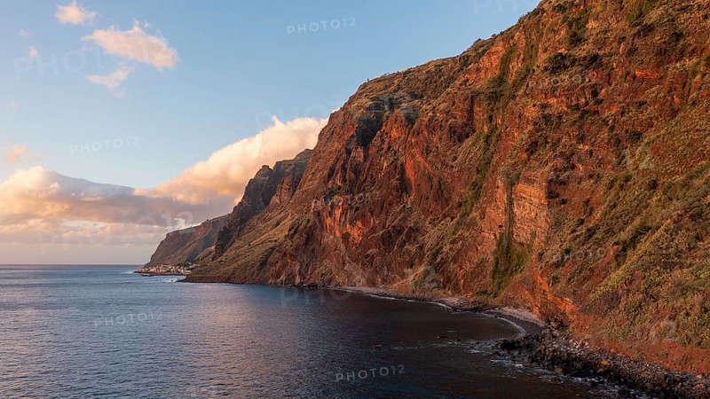 Aerial view of cliffs near Jardim do Mar, Madeira, Portugal