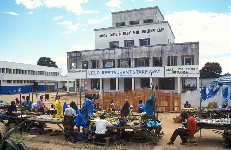 Market in the city center of Mzuzu Town, Malawi, Africa, June 2000, vintage, retro, old, historic
