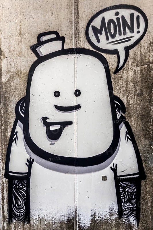 Graffiti, hello, good morning, dialect on St. Saint Pauli, Hamburg