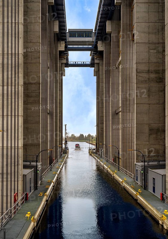 The newly built and already operational ship lift in Niederfinow, Brandenburg, Germany