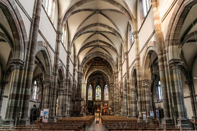 Interior view, Church of St. Peter and Paul, Obernai, Alsace, Bas-Rhin Department, France
