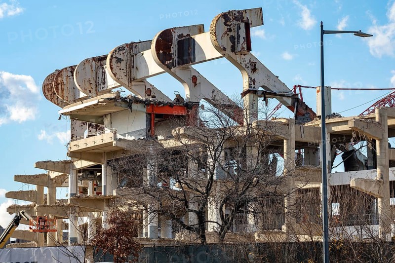 Washington, DC - Demolition of RFK Stadium. The stadium hosted baseball, football, soccer, and other events from 1961 to 2019. It will be replaced by a $3.7 billion stadium for the National Football League's Washington Commanders