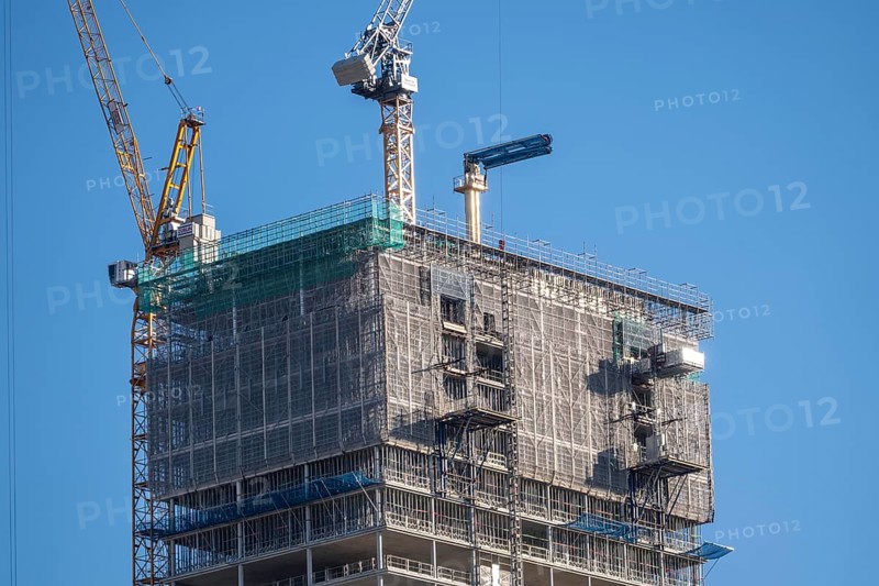Construction site of the high-rise office building The Berlinian, in the vicinity of Alexanderplatz in Berlin, Germany