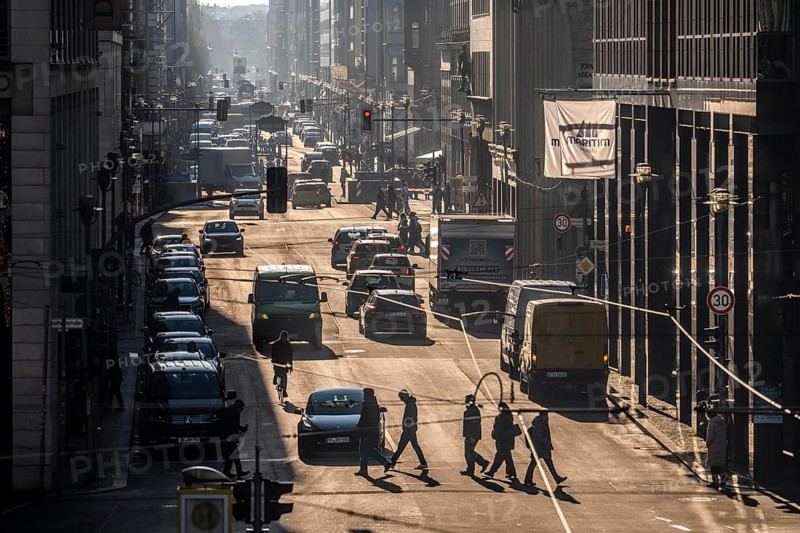 Traffic on Friedrichstraße in Berlin, looking south, Germany