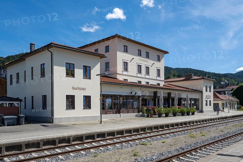 Railway station, building in the town of Schliersee, Upper Bavaria, Bavaria, Germany
