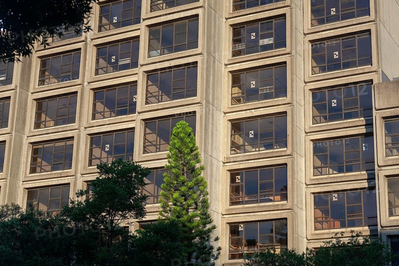 Iconic Sirius building, brutalism style on Sydney Harbour, vacant brutalist residential building in The Rocks, 20th century architecture, Sirius Building in Sydney, Australia