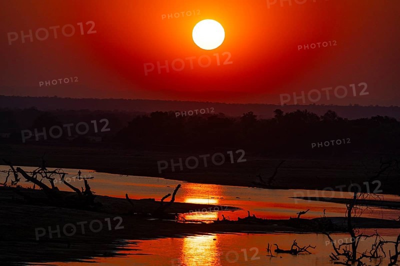South Luangwa River at sunset dry season Zambia