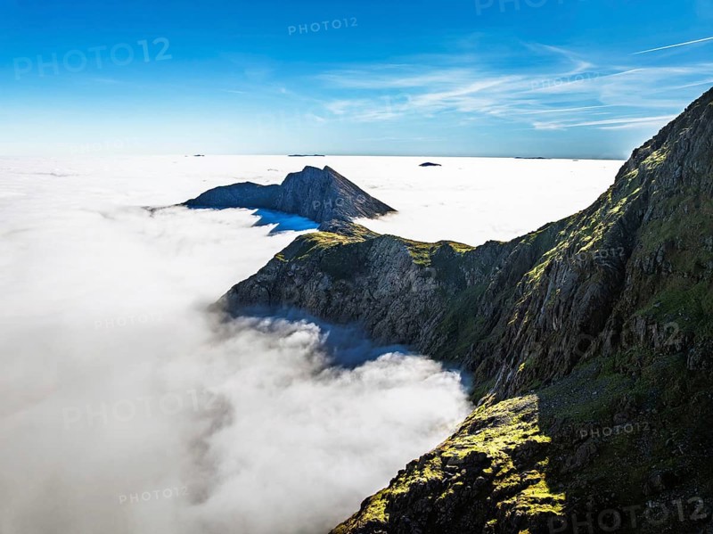 Snowdon Massif from a drone, Snowdon Range, Snowdonia, North Wales, UK